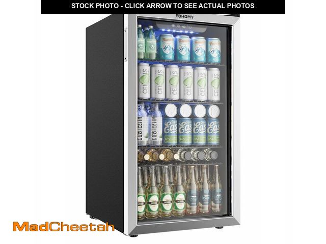 Lot 74-12570613 - EUHOMY Beverage Refrigerator and Cooler, 128 Can Mini fridge with Glass Door, Small Refrigerator wit...