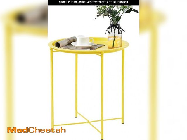 Lot 74-12137339 - VECELO Side/End Table, Folding Round Metal Anti-Rust and Waterproof Outdoor or Indoor Tray for Livin...