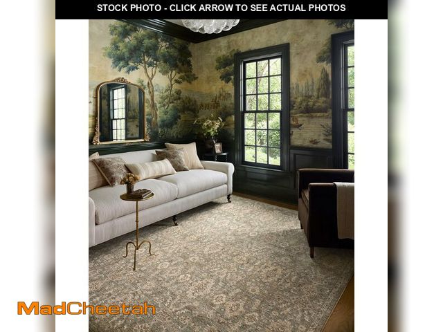 Lot 74-12544212 - Loloi Chris Loves Julia Palma Collection PLM-03 Lagoon/Natural 2'-3" x 3'-10" Accent Rug Vintage Sty...