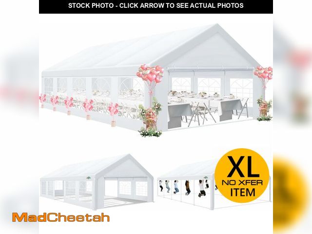 Lot 74-12822282 - COBIZI 16x32 Party Tent Heavy Duty, Tents for Parties with 6 Removable Sidewalls &amp; 4 Built-in Sa...