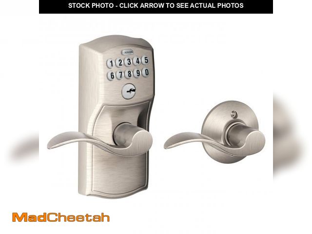 Lot 74-12220461 - Schlage FE575 CAM 619 ACC Camelot Keypad Lock with Accent Lever, Auto-Lock, Electronic Keyless Entry...