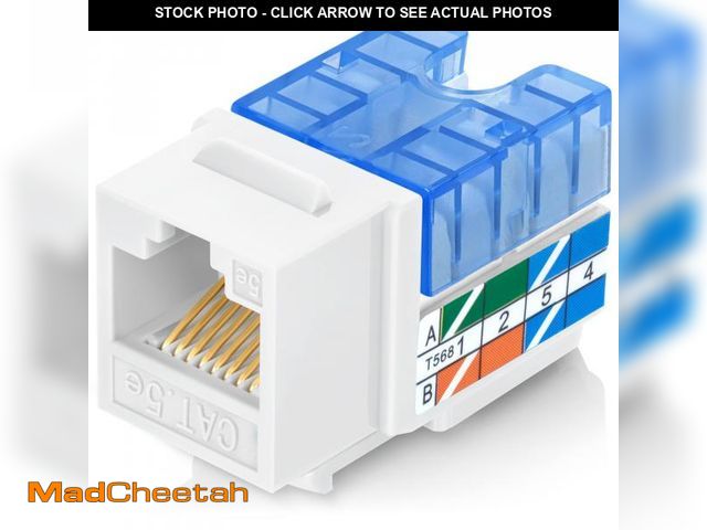 Lot 74-11549569 - Everest 90degree Angled RJ45 Cat5e Keystone Jacks 50-Pack in White - Slim Profile Female RJ45 Connec...