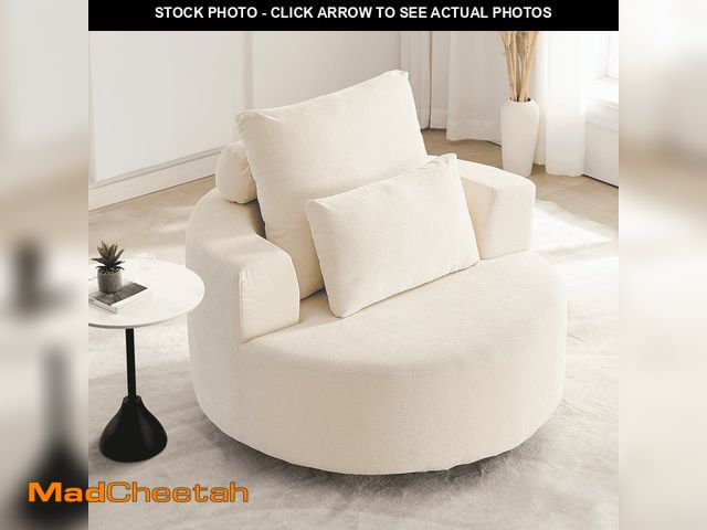 Lot 74-12670462 - Fumahaus Upholstered Swivel Accent Chair, Oversized Comfy Round Sofa Chair with Two Pillows, Leisure...