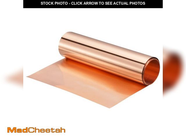 Lot 74-12608706 - uxcell Copper Flashing Sheet Roll 3500mm x 200mm x 0.08mm, 99.9% Pure Copper Strip 8" x 11.5ft 20 Ga...