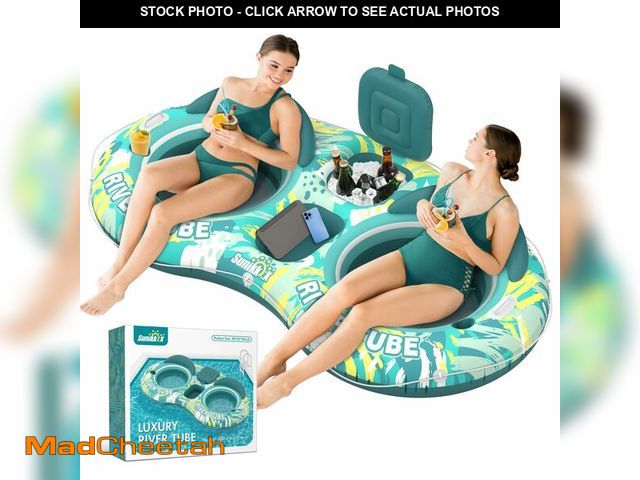 Lot 74-14432291 - Sunikko X 5-in-1 Pool Floats Adult Heavy Duty River Tube, 2 Person Water Lounge Tanning Pool with Ba...