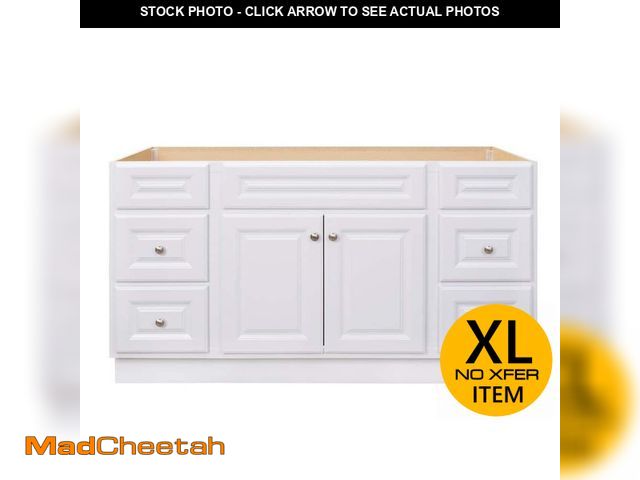 Lot 74-14327381 - Glacier Bay Hampton 60 in. Bathroom Vanity Cabinet without Top in White (Assembled) - UNUSED