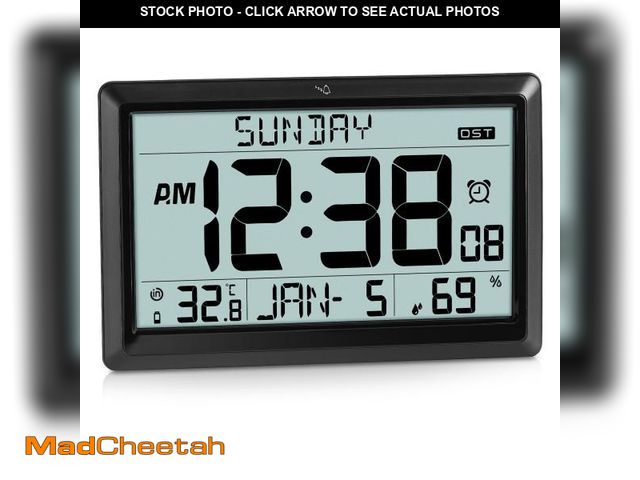 Lot 74-12442979 - SZELAM Atomic Clock,10.5" Large Display Digital Wall Clock Battery Operated,Digital Calendar Auto Se...