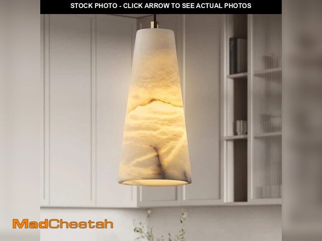 Lot 74-13694204 - YUYI 1-Light Gold Pendant Light, Conical Natural Alabaster Shade Pendant Light for Dining Room, Kitc...
