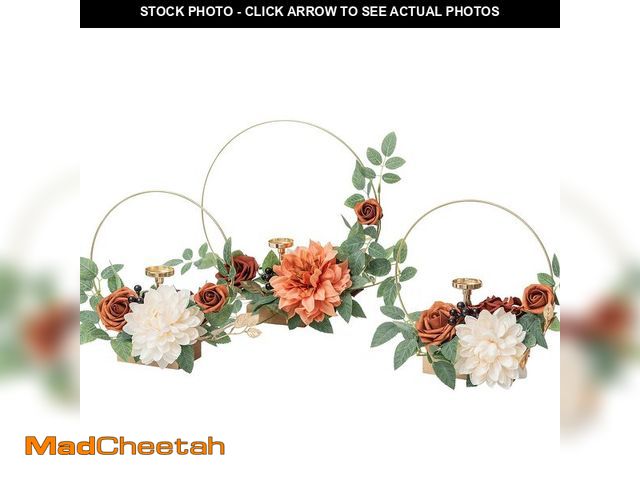 Lot 74-13951831 - Ling's Moment Candle Holder Hoop Wreath Floral Centerpieces for Sweetheart Table, Head Table, Ceremo...