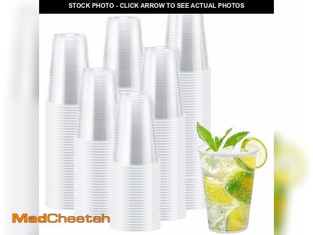 Lot 74-14269304 - Lamosi 300 Pack 12 oz Clear Plastic Cups,12 Ounce Disposable Cold Drinking Cups for Party, Picnic, B...