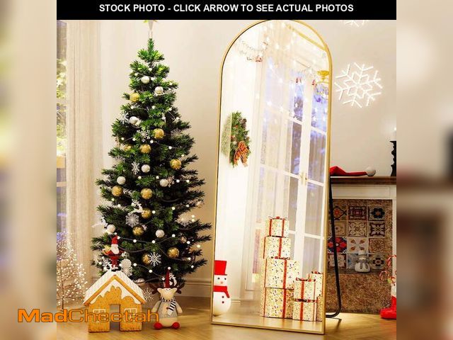 Lot 74-13045473 - BEAUTYPEAK Arched Full Length Floor Mirror 64"x21.1" Full Body Standing Mirror,Gold - UNUSED