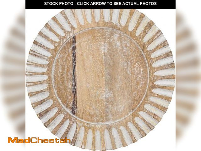Lot 74-12510185 - Fluted Wood Charger Plates (Set of 4) - UNUSED
