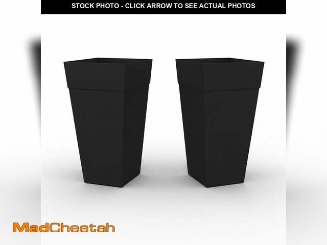 Lot 74-13816723 - Bloem Finley 25" Tall Tapered Recycled Plastic Planter, Indoor/Outdoor, Black, Set of 2 - UNUSED