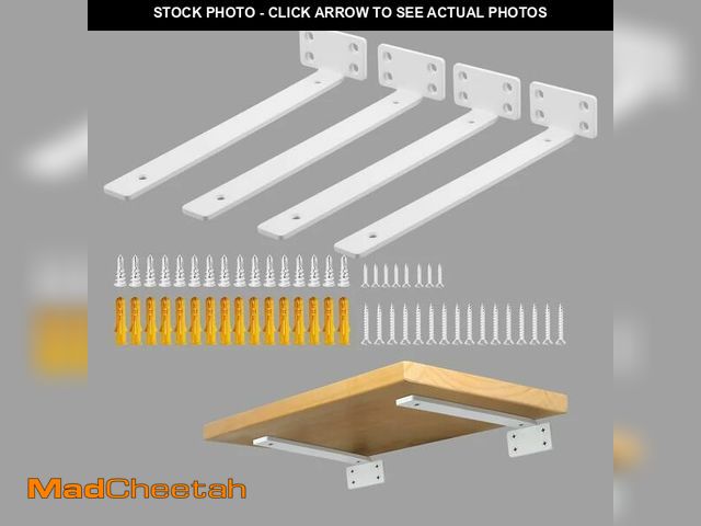 Lot 74-14264337 - Alise Floating Shelf Brackets White, 4 Pcs L Brackets for Shelves,10'' Hidden Invisible Shelf Bracke...