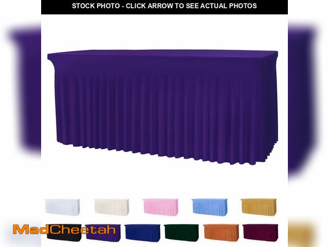 Lot 74-12602194 - DREAMANIA Table Skirts for 8ft Rectangle Tables - 1PCS Purple Table Covers for 8 Foot Tables, Wrinkl...