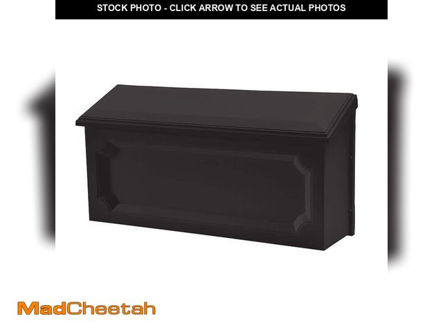 Lot 74-13797483 - (MISSING HARDWARE) Architectural Mailboxes Windsor Black, Small, Plastic, Wall Mount Mailbox - USED