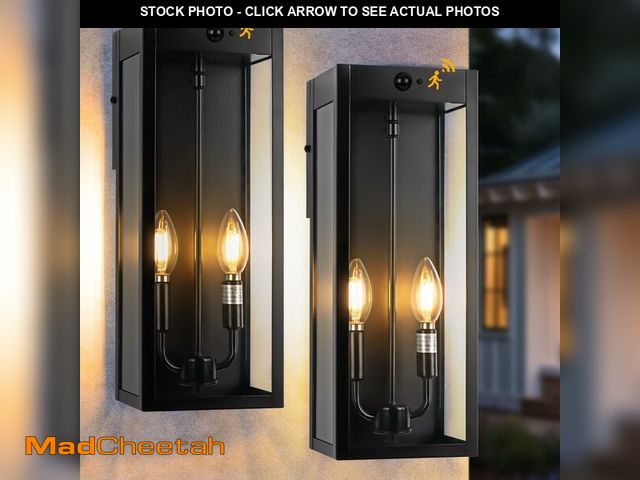 Lot 74-12717297 - Sparluvix Black Motion Sensor Outdoor Lights 2-Light, 16Ã¢â¬Â Modern Dusk to Dawn Sensor Lights fo...