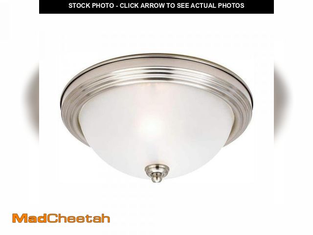 Lot 74-12143254 - 13 in. 2 Standard Light Flush Mount Brush Nichol Frosted Glass Shade 1005 757507 - UNUSED