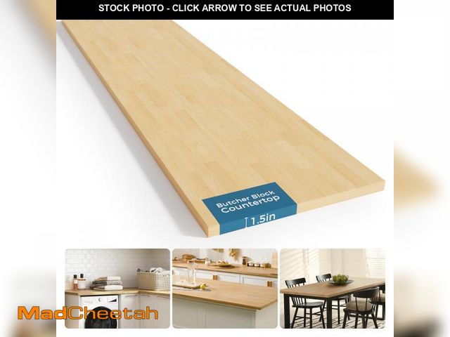 Lot 74-12261649 - Butcher Block Island Countertop for Kitchen - 6ft L x 39"W Solid Wood Butcher Block Table Top, Unfin...