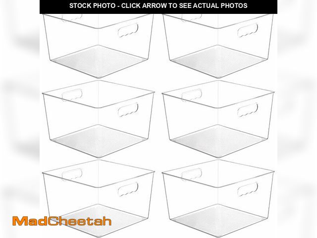 Lot 74-14599223 - Vtopmart 6 Pack Extra Large Clear Storage Bins, 11x11 Cube Organizer - USED
