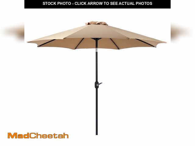 Lot 74-13764813 - EDX 9FT Outdoor Patio Umbrella with Push Button Tilt and Crank Handle, Market Umbrella with 8 Sturdy...