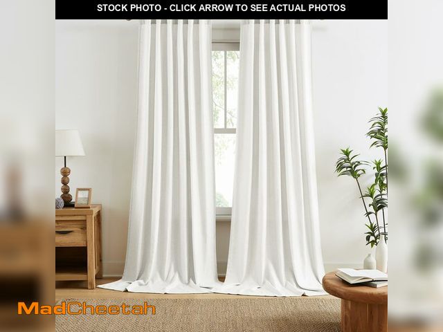 Lot 74-12705095 - RAIN CITY 132 Inch White Curtains 2 Panels Set for Bedroom Living Room Sheer Curtains Extra Length P...