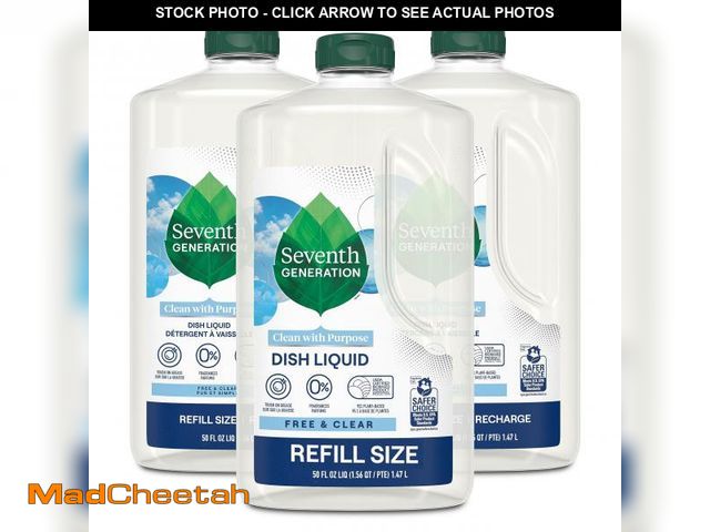 Lot 74-12120727 - Seventh Generation Dish Liquid Soap Refill Free &amp; Clear Dish Soap for sensitive skin 50 oz, Pack...