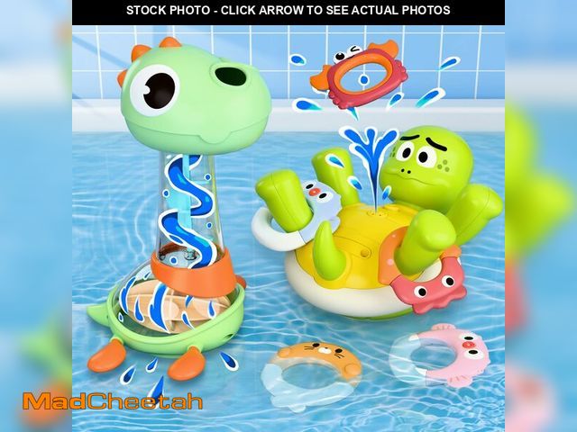 Lot 74-13961774 - iPlay, iLearn Baby Bath Toy Set, Toddler Bathtub Toy Rechargeable Turtle Sprinkler W/ 5 Rings, Dinos...