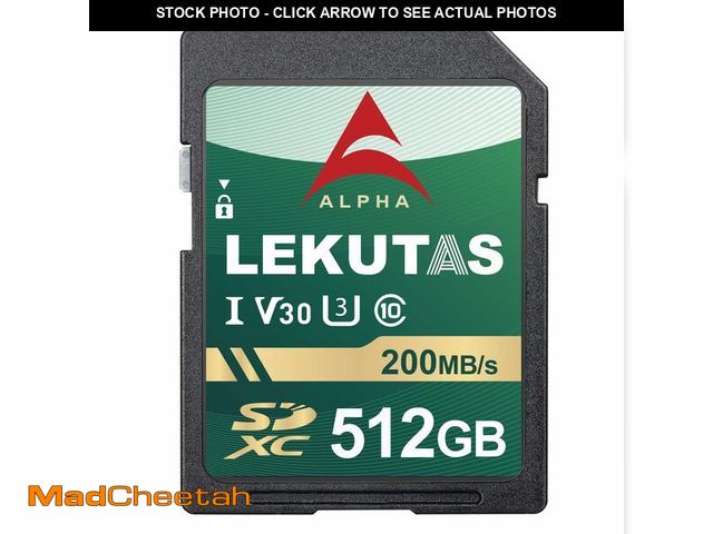 Lot 74-13545206 - LEKUTAS 512GB SDXC UHS-I Memory Card - Up to 200MB/s Read Speed, C10, U3, V30, 4K UHD, Full-HD &amp;...