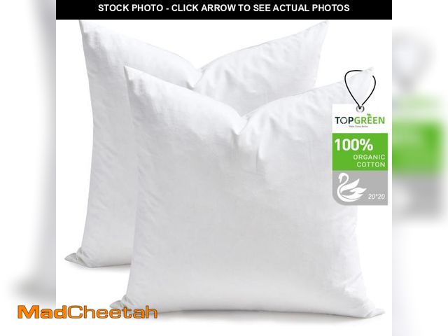 Lot 74-12314221 - TOPGREEN Feather Down Throw Pillow Inserts 20 x 20, Set of 2, Square Deco Pillow Insert for Sofa, an...
