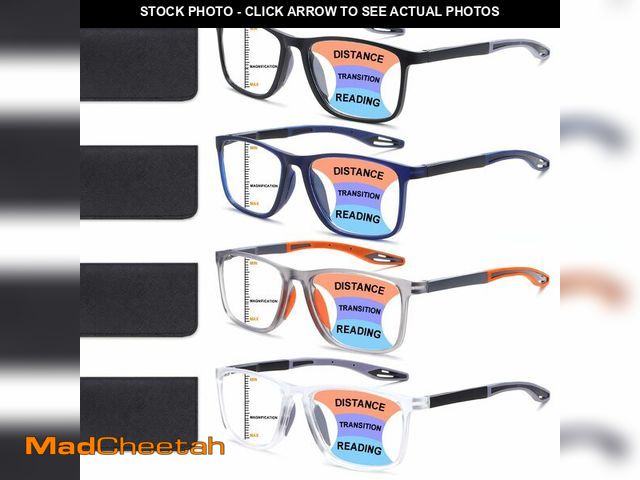 Lot 74-14045737 - BLOEXCLU 4 Pack Progressive Multifocus Reading Glasses for Men Women TR90 Sports Style Anti-Blue Lig...