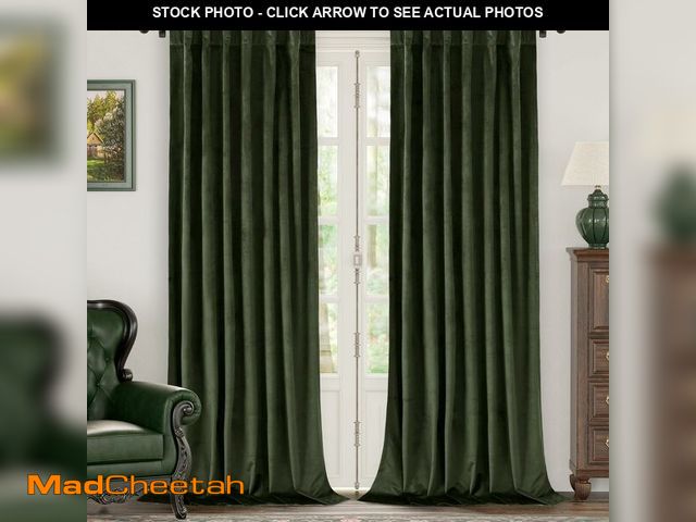 Lot 74-13712718 - BGment Olive Green Velvet Curtains 84 Inch Length, Thermal Insulated Blackout Curtains Room Darkenin...