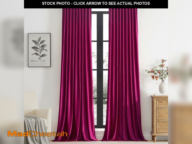 Lot 74-12704940 - PRIMROSE Hot Pink Velvet Curtains 120 inch Long for Living Room,Set of 2 Panels Blackout Rod Pocket ...