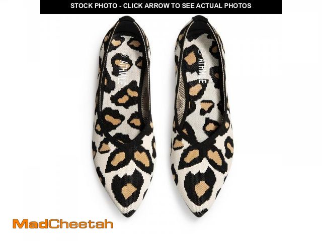 Lot 74-11845670 - ATHMILE Pointed Toe Flats for Women Dressy Leopard Work Shoes Business Casul Knit Ballet Flats Slip ...