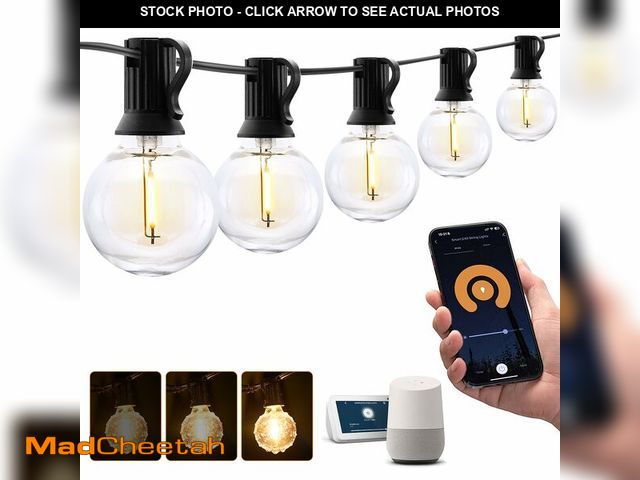 Lot 74-14215397 - XMCOSY+ Patio Lights, Smart 50Ft Outdoor String Lights with 25 Dimmable G40 Globe Bulbs, APP Control...
