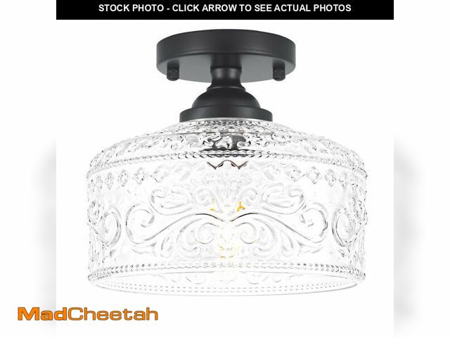 Lot 74-12705815 - Small Semi Flush Mount Ceiling Light Fixture, Vintage Matte Black Close to Ceiling Lighting with Etc...