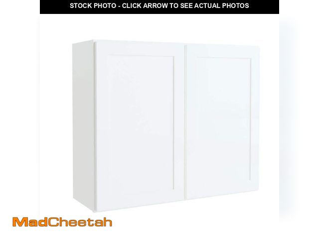 Lot 74-13611043 - Hampton Bay Courtland 36 in. W x 12 in. D x 30 in. H Assembled Shaker Wall Kitchen Cabinet in Polar ...