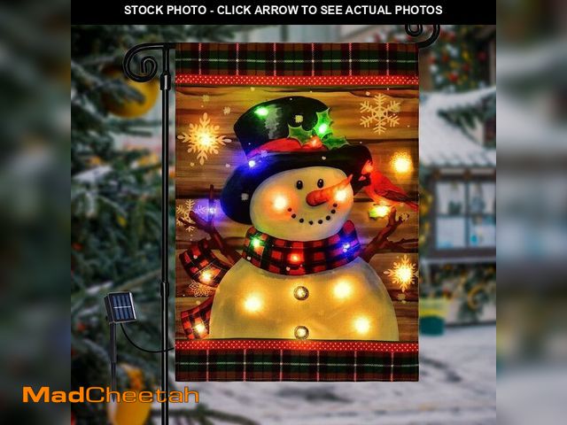 Lot 74-12702945 - Lighted Christmas Garden Flag for Outside, Led Snowman Garden Flag, Winter Yard Flag 28x40 Double Si...