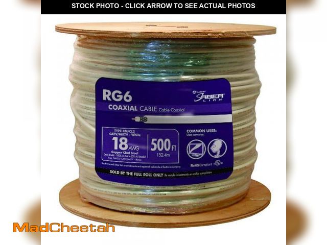 Lot 74-12391013 - Southwire 500 ft. 18 RG6 Dual Shield CU CATV CM/CL2 Coaxial Cable in White - UNUSED