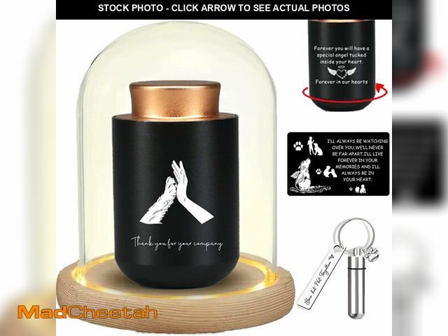 Lot 74-12713004 - HOZWQRT Small Dog Urn for Ashes, Aluminum, Black, Solid, Decorative, Mini Memorial Ashes Keepsake wi...