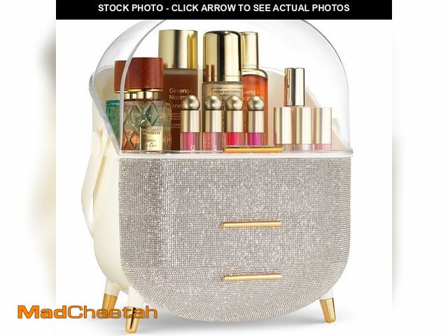 Lot 74-12699653 - Covered Makeup Cosmetic Countertop - Large Cosmetic Organizer - Trendy Oval Shape Storage for Skin C...