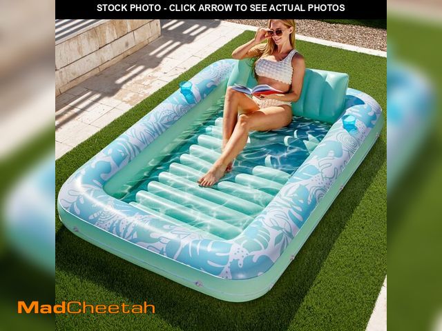 Lot 74-12459194 - SLOOSH Inflatable Tanning Pool Lounger Float,85" x 57" Extra Large Pool Floats Adult with Pillow,4 i...