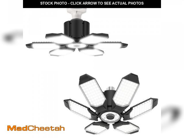Lot 74-11547556 - BRAINIAC 150W LED Garage Light Bulb with 6 Adjustable Panels, E26/E27 Screw in Shop Light Ceiling Li...