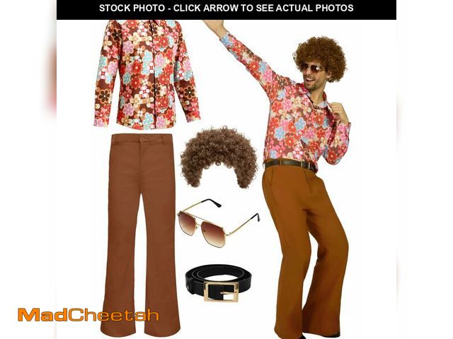 Lot 74-14205709 - 70s Disco Outfits for Men 70's Retro Clothes Shirt Bell Bottom Pants Vintage Hip Hop Costume with Wi...