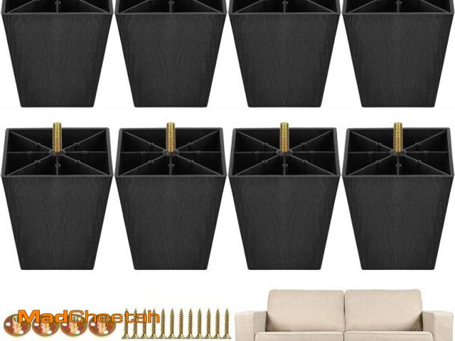 Lot 74-12128374 - TURSTIN Furniture Legs Plastic Sofa Coach Legs Square Tapered Feet Sofa Legs with T-Nuts Screws for ...