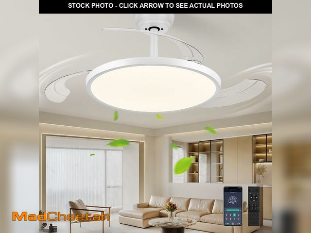 Lot 74-13564350 - Styloravive 42" Retractable Ceiling Fan with Lights, Slim Fandelier Ceiling Fans with Lights and Rem...
