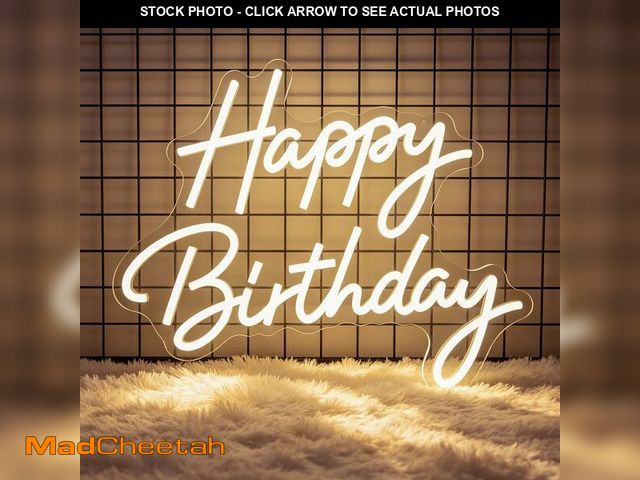 Lot 74-14148190 - Happy Birthday Neon Sign for Backdrop, LED Dimmable Happy Birthday Light Up Sign, Happy Birthday Sig...