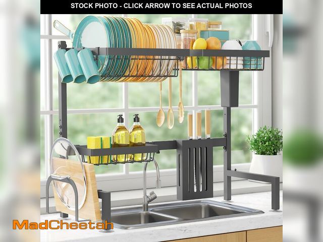 Lot 74-12505140 - Sakugi Over The Sink Dish Drying Rack - Adjustable 2 Tier Large Capacity Stainless Steel Drainer wit...