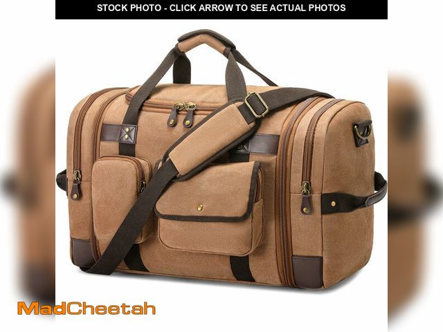 Lot 74-14381362 - HNCTINNO Duffle Bag for Travel, 50L Carry On Duffle Bag for Airplanes, Canvas Overnight Weekender Ba...