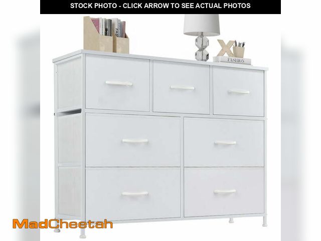 Lot 74-14323612 - CONCETTA 7-Drawer Fabric Dresser Storage Chest for Bedroom, Closet, Storage Furniture for Adults, Wh...